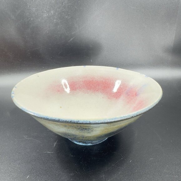 Vintage 1950s Japanese Pottery Hand Made Dish Bowl Red Splatter Glaze Signed - Picture 13 of 14